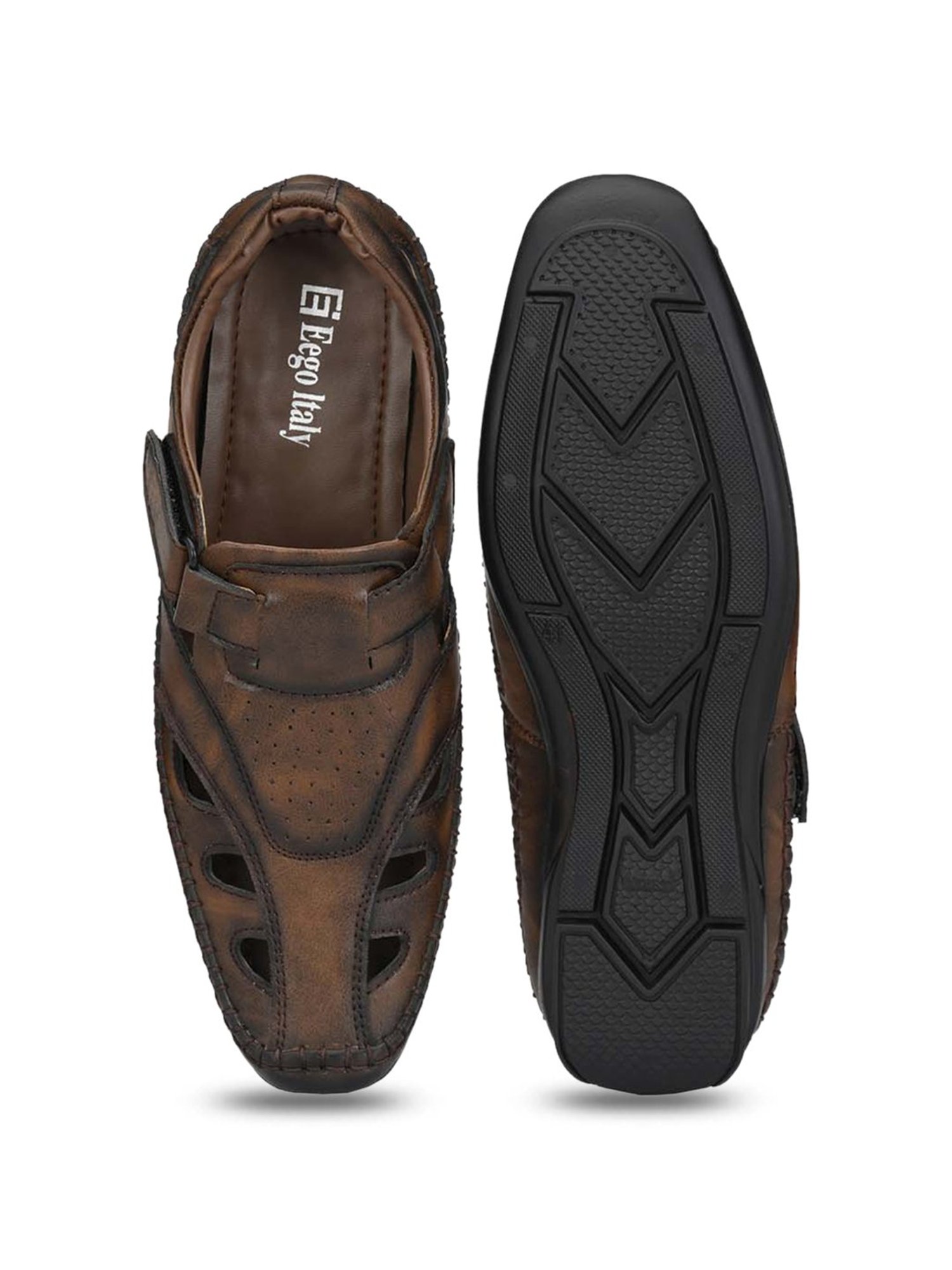 Eego Italy Men's Brown Fisherman Sandals