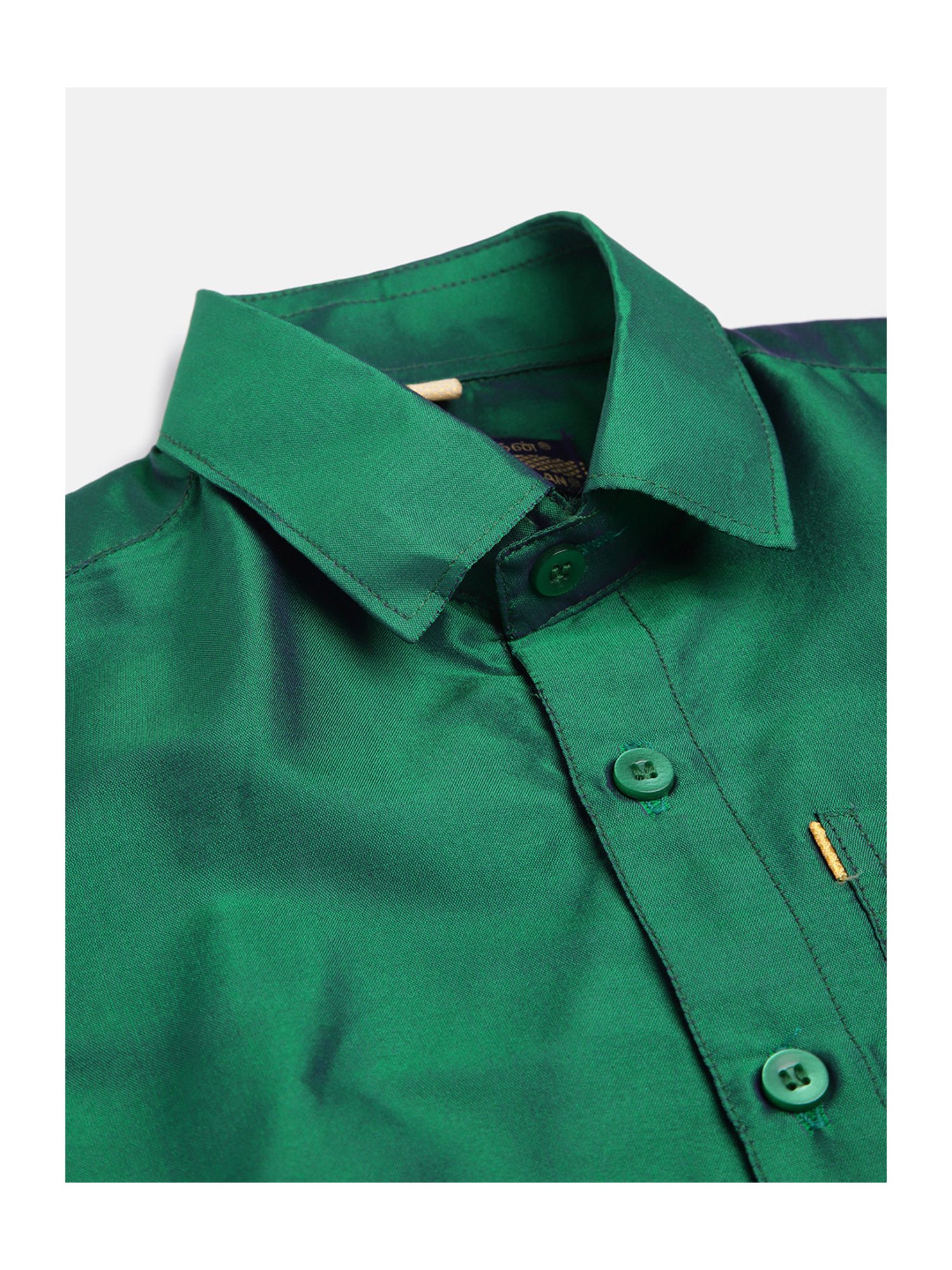 THANGAMAGAN Kids Green Solid Lining Shirt
