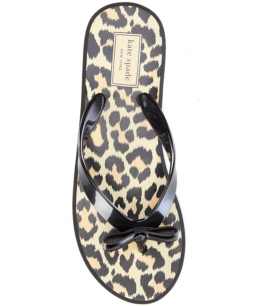 kate spade new york Rina Leopard Print Bow Detail Platform Flip Flops