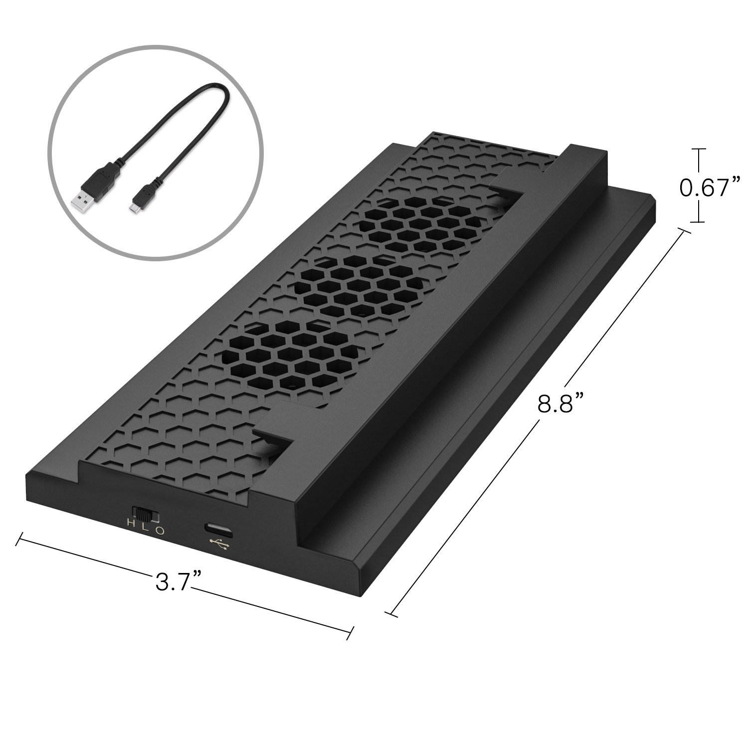 Xbox One S Cooling Dock, Xbox One S Vertical Stand with 3 High Speed Cooling Fans & 2-Port USB Charging & Data Syncing for Xbox One S Gaming Console