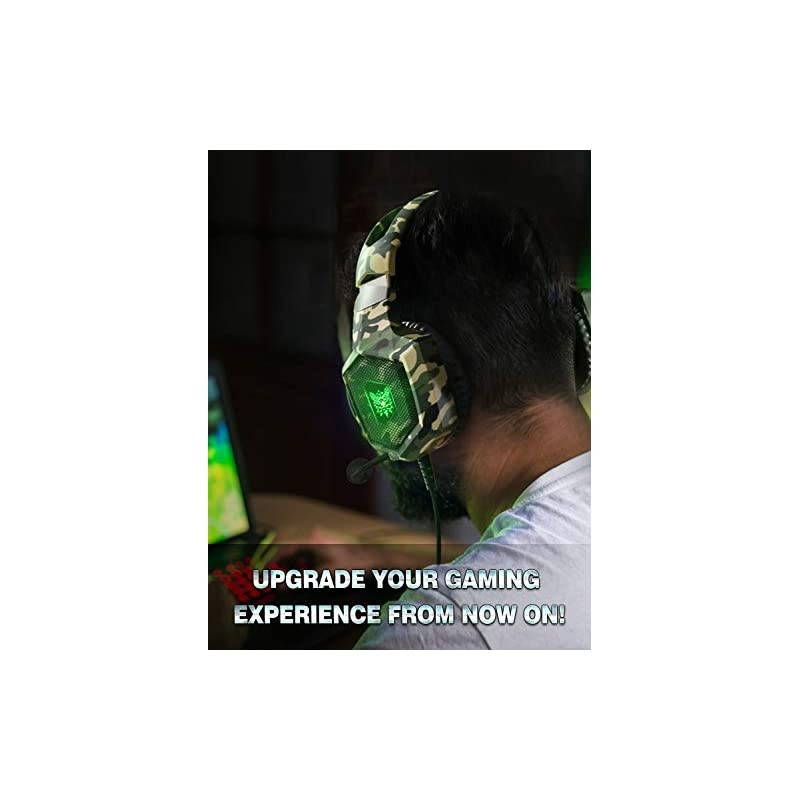 Gaming Headset for PS4, Xbox One, PC Headset w/Surround Sound, Noise Canceling Over Ear Headphones with Mic & LED Light, Compatible with PS5, PS4, Xbox One, Switch, PC, PS3, Mac, Laptop, Green