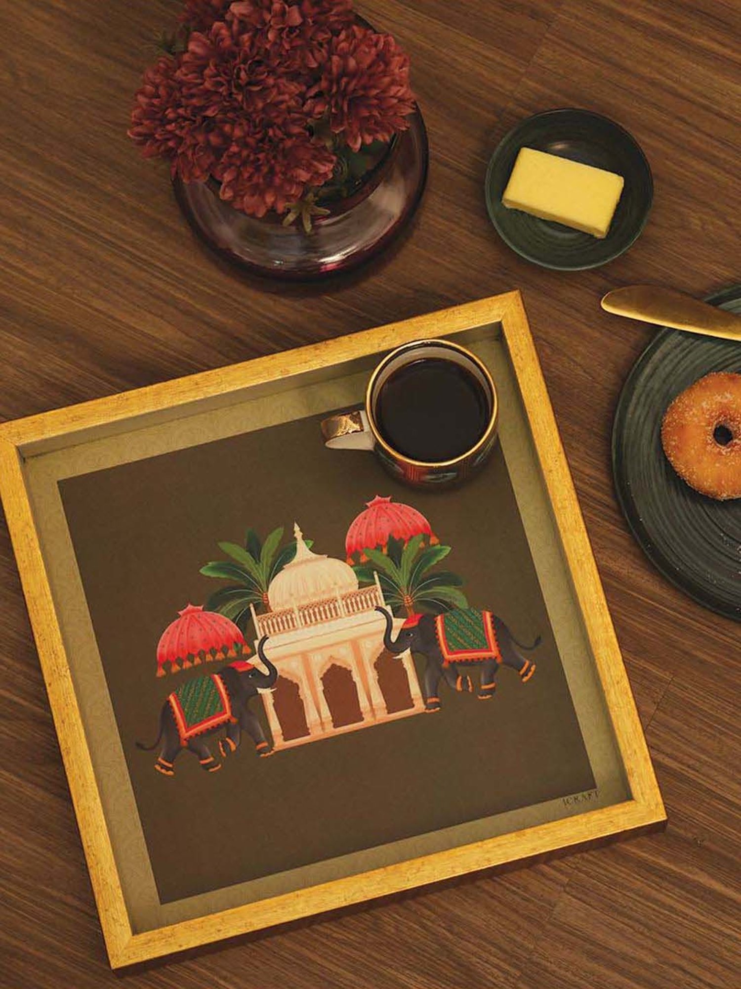 ICRAFT Multicolor Mdf Gajraj Series Tray