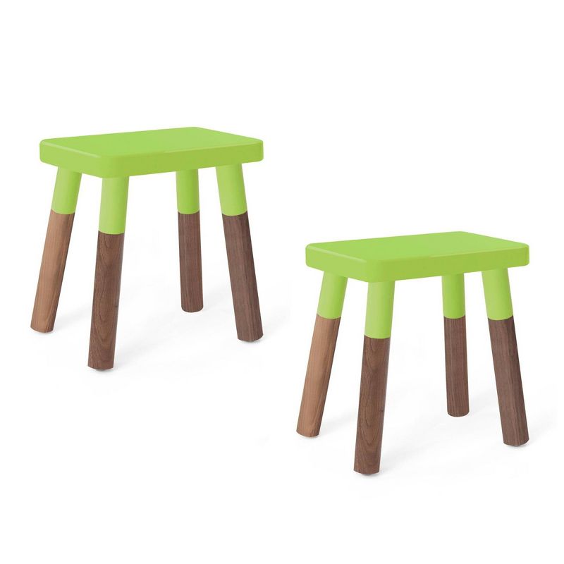 Set of 2 Peewee Wood Veneer Kids' Chairs Walnut/Green - Nico & Yeye
