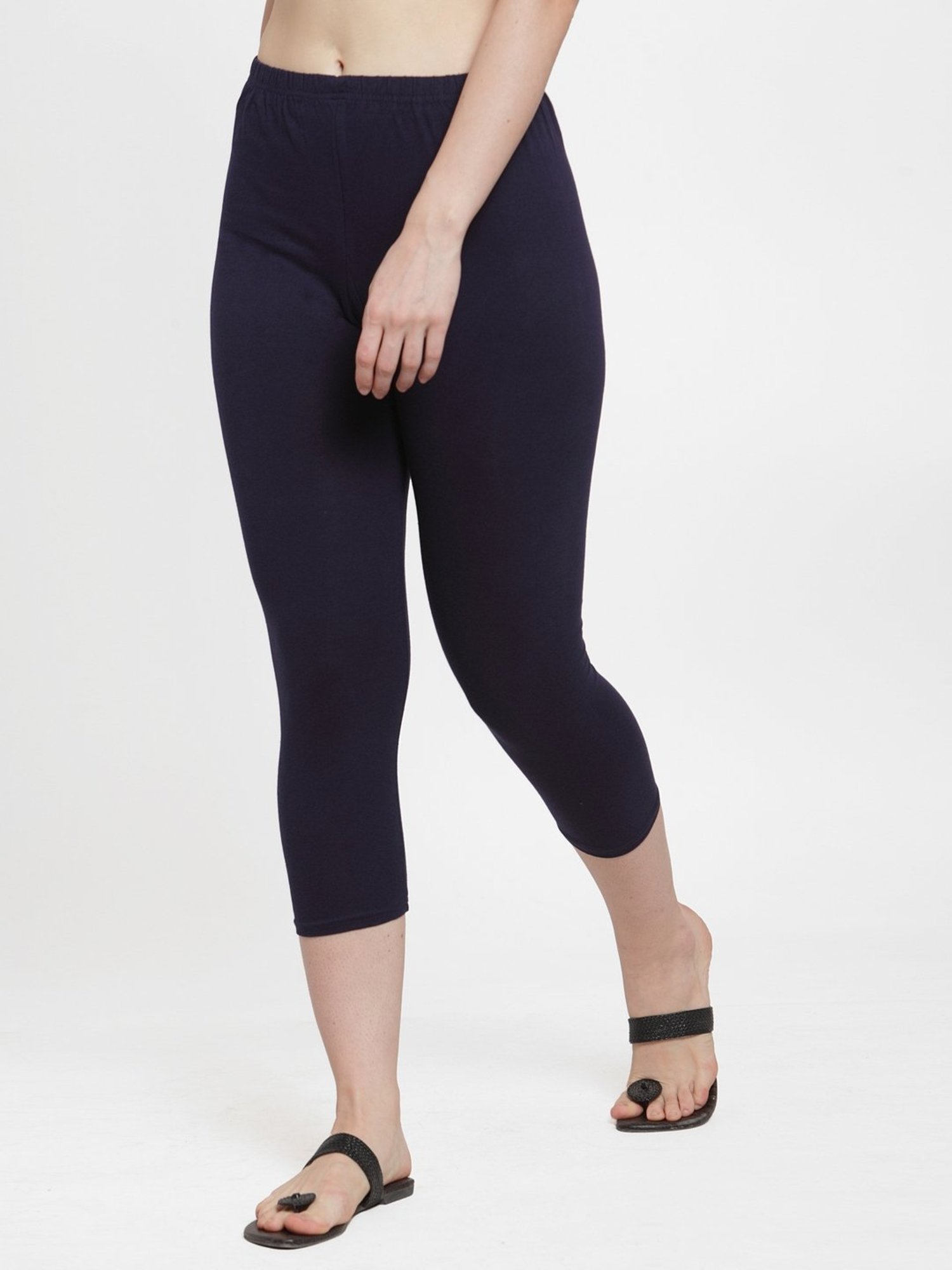 Gracit Grey & Navy Blue Mid Rise Capris - Pack Of 2