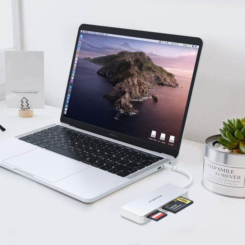 LENTION USB C to CF/SD/Micro SD Card Reader, SD 3.0 Card Adapter Compatible 2020-2016 MacBook Pro 13/15/16, New Mac Air/iPad Pro/Surface, Samsung S20/S10/S9/S8/Plus/Note, More (CB-C12, Silver)