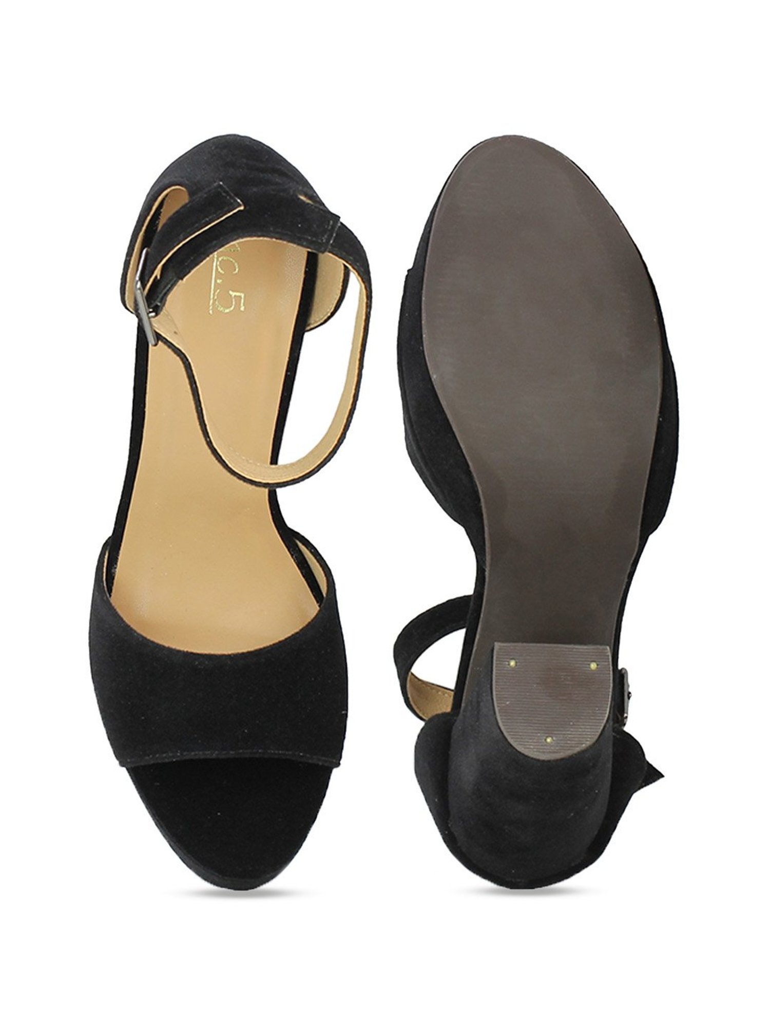 Inc.5 Women's Black Ankle Strap Sandals