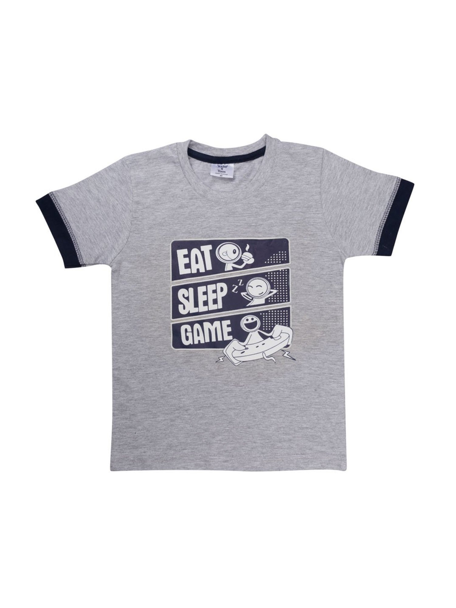 Todd N Teen Kids Printed Grey & Blue T-Shirt with Shorts