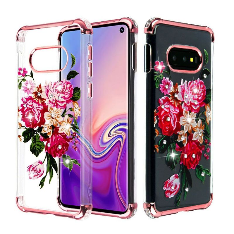 ASMYNA For Samsung Galaxy S10e Clear Multi-Color Peony Klarion Candy TPU Case w/Diamond