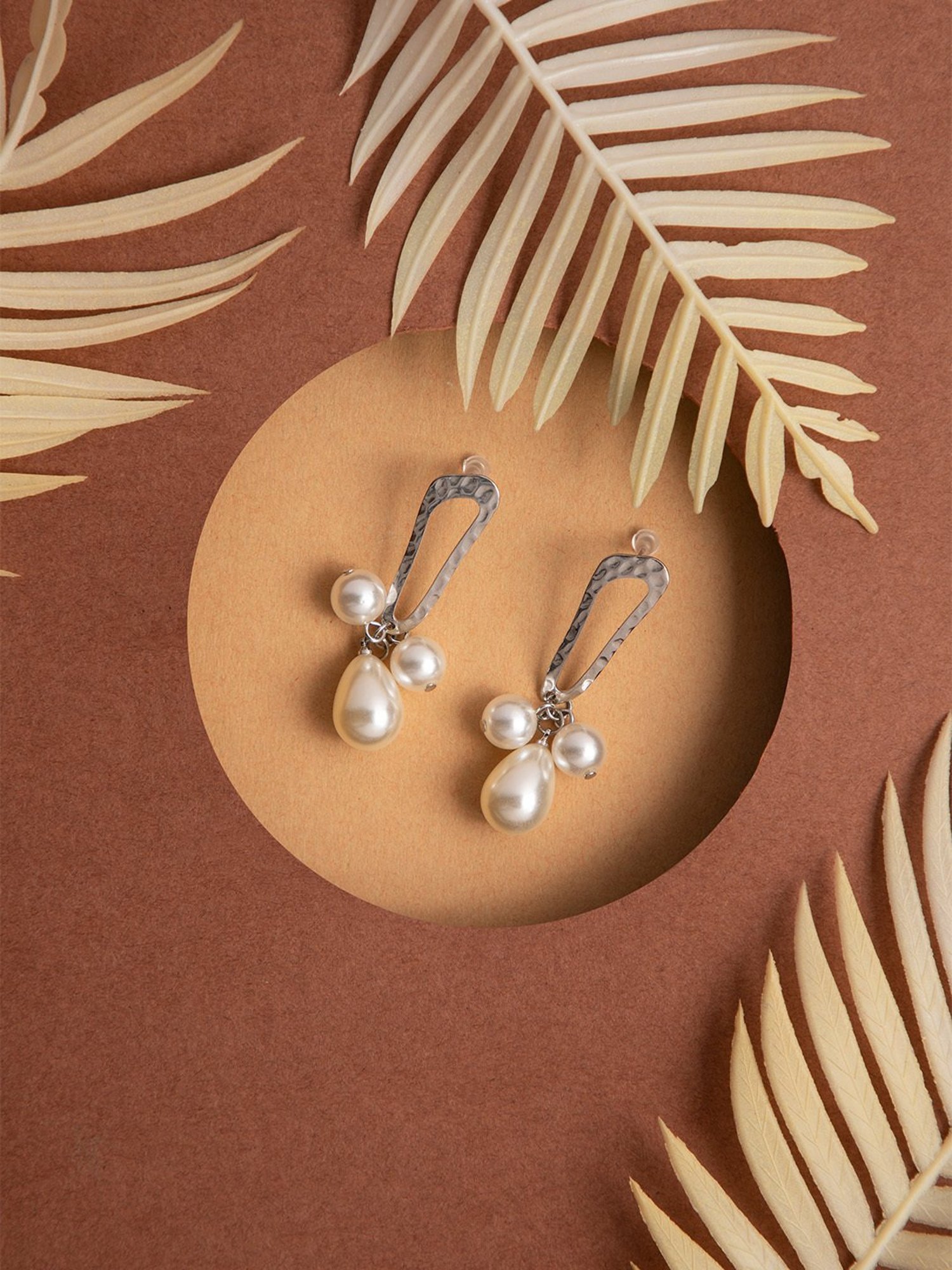 Prita by Priyaasi Abstract Pearl Dangler Earrings