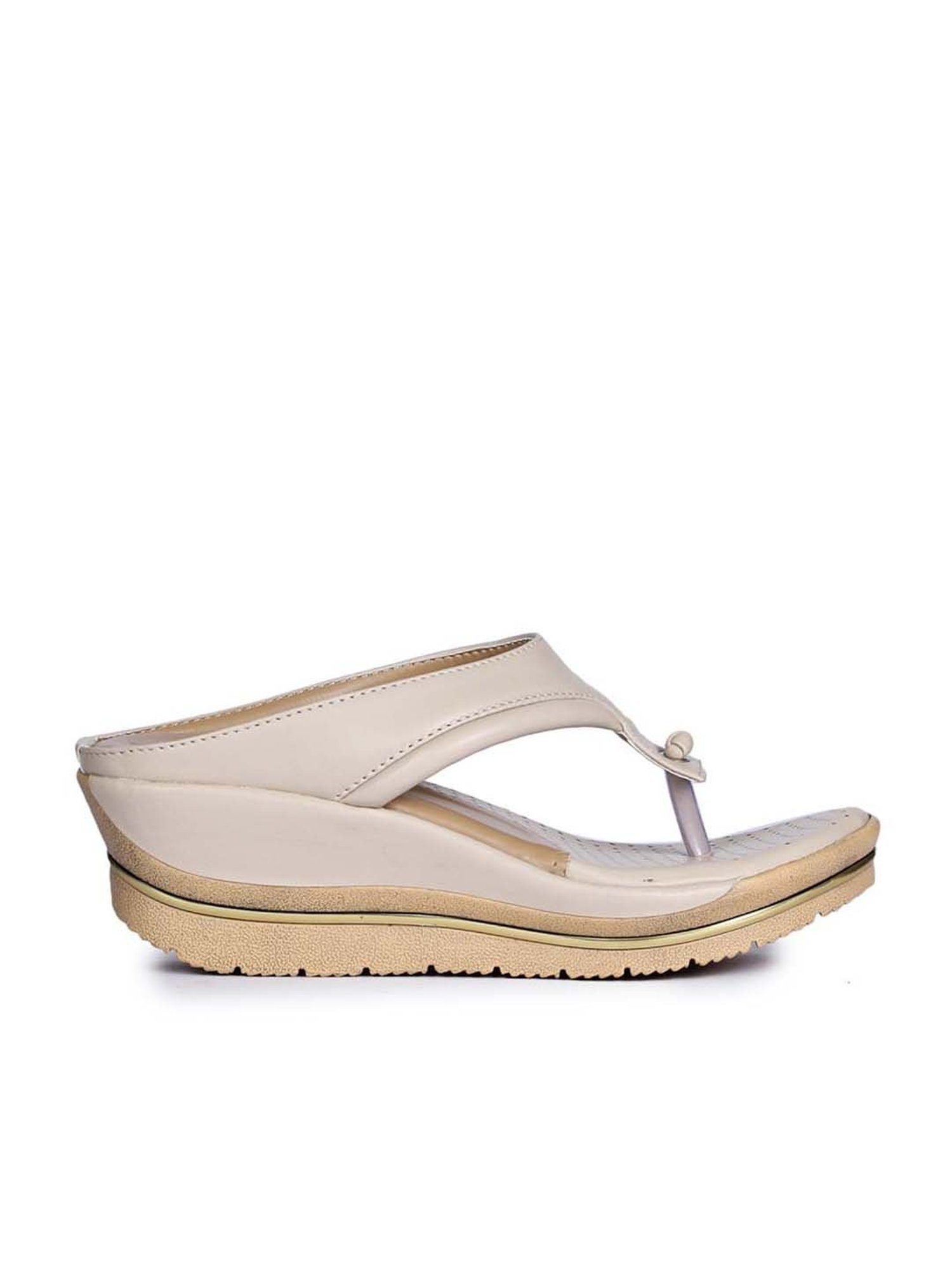 Senorita by Liberty Women's Beige Thong Wedges