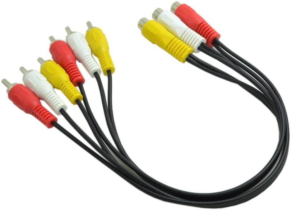 Oiyagai 1Pc RCA Cable 3 RCA Female Jack to 6 RCA Male Plug Splitter Audio Video Av Adapter Cable10 Inches