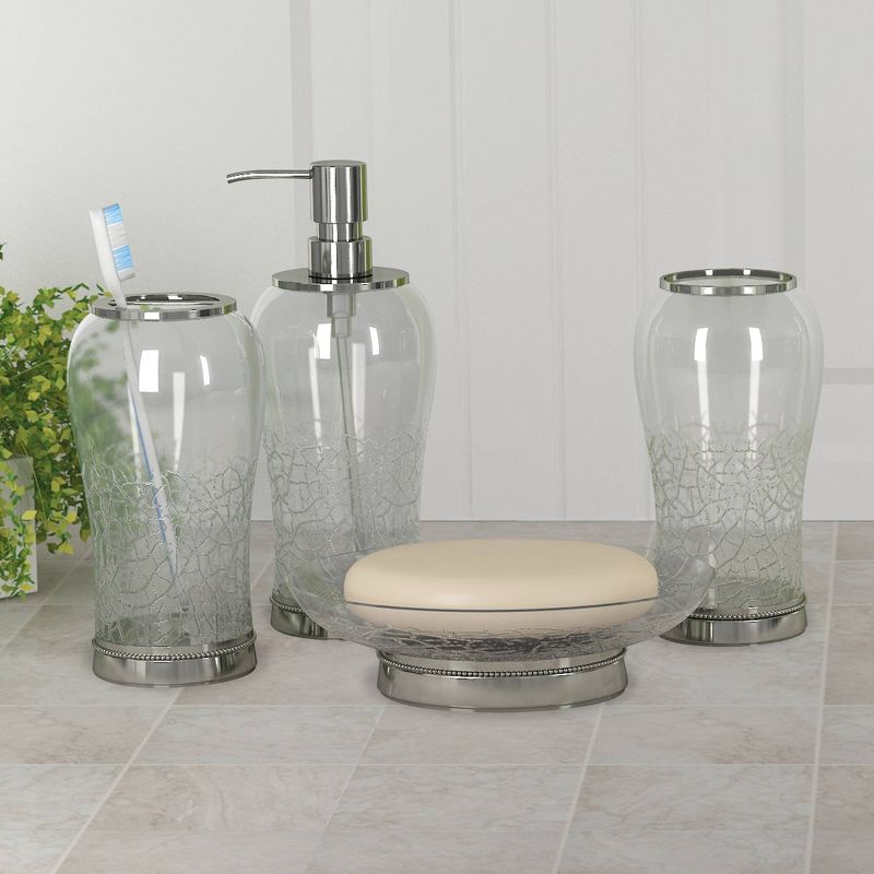 4pc Coyote Metal/Glass Bath Accessory Set for Vanity Counter Tops Clear - Nu Steel