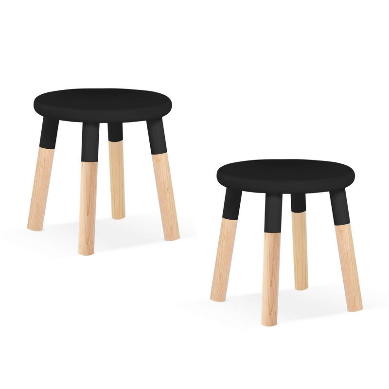 Set of 2 Peewee Wood Veneer Kids' Chairs Maple/Black - Nico & Yeye