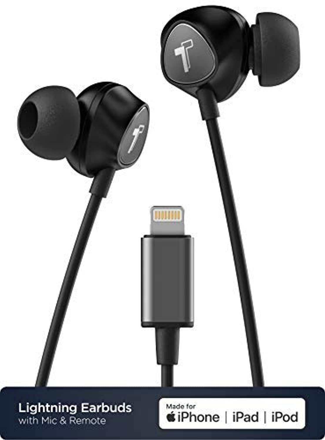 Thore Wired iPhone Headphones with Lightning Connector Earphones - MFi Certified by Apple Earbuds Wired in-Ear Microphone and Volume Remote for iPhone 12 Mini, XR, XS Max, 11, 11 Pro,7,8 Plus (V100BK)