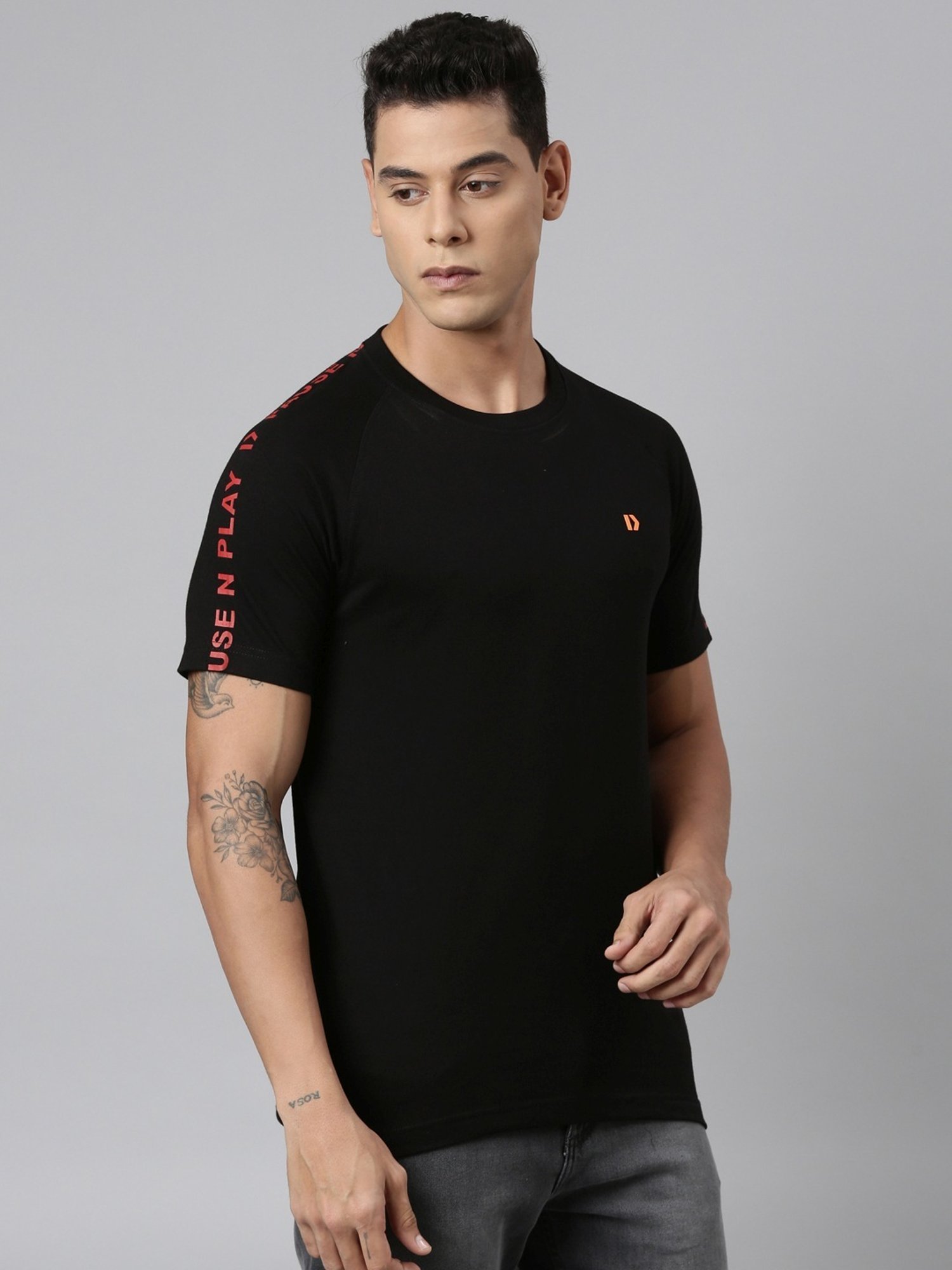 Dixcy Scott Maximus Black Cotton Regular Fit T-Shirt