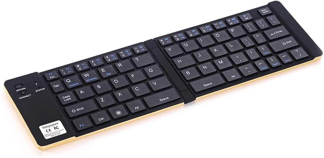 XZS-Shop Support Android/iOS/Windows System (Black) Constitutional Lithium Battery 80hours, Inherent Holder, Ultra-Thin Foldaway Bluetooth V3.0 Keyboard (Color : Black)