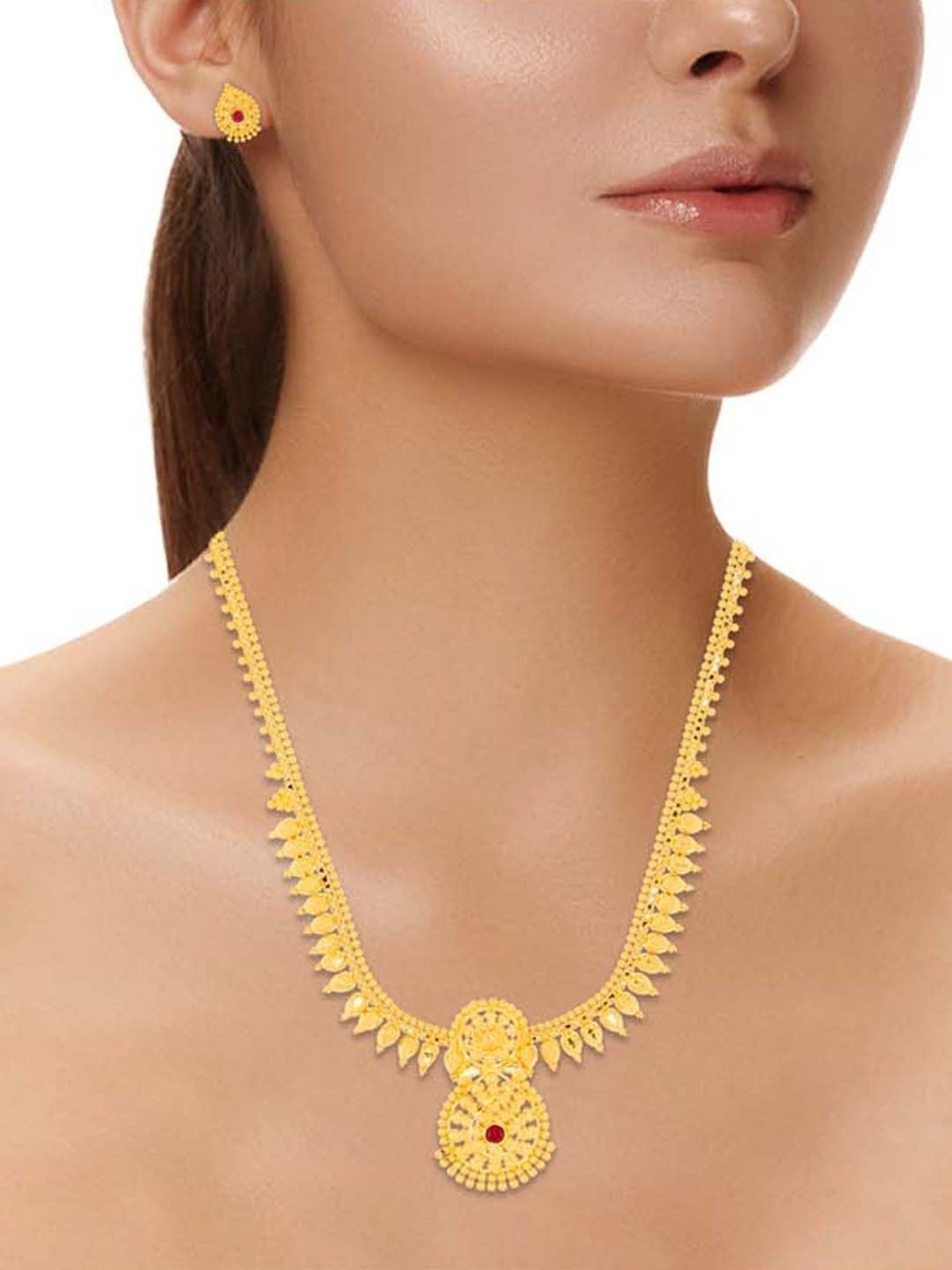 Waman Hari Pethe Jewellers 22k Gold Necklace Set for Women