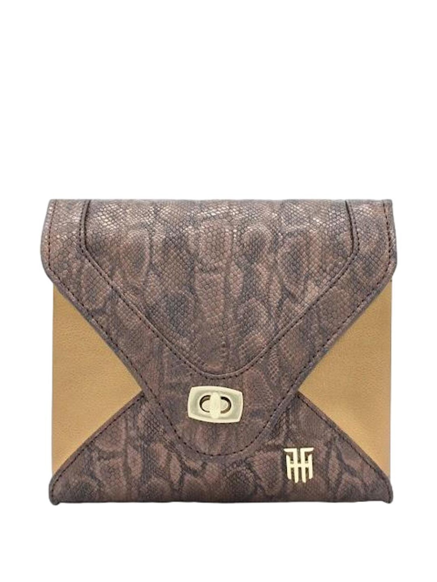 THE HOLISTIK Glititer Brown & Bronze Textured Medium Handbag