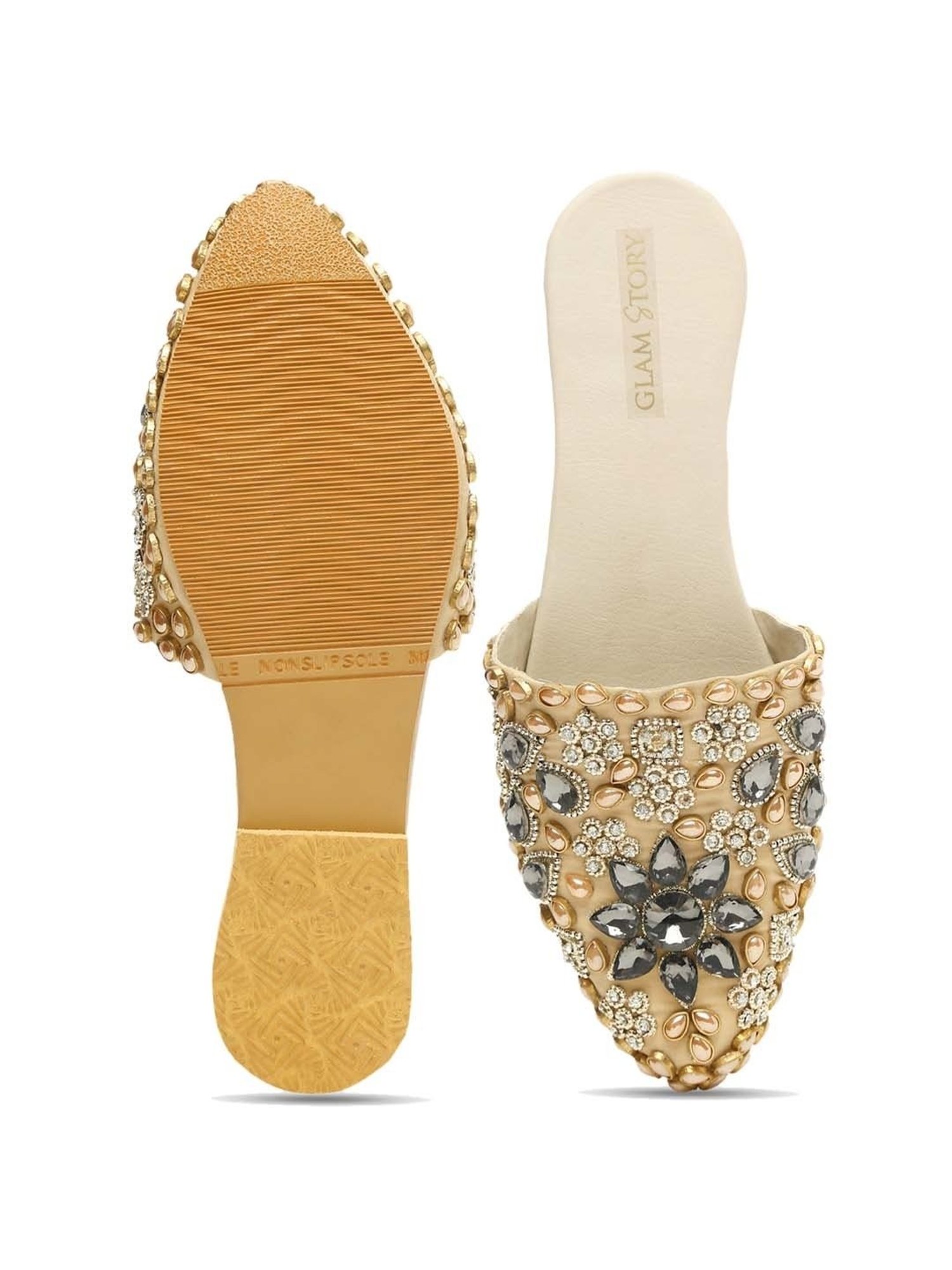 Glam Story Women's White Mule Shoes