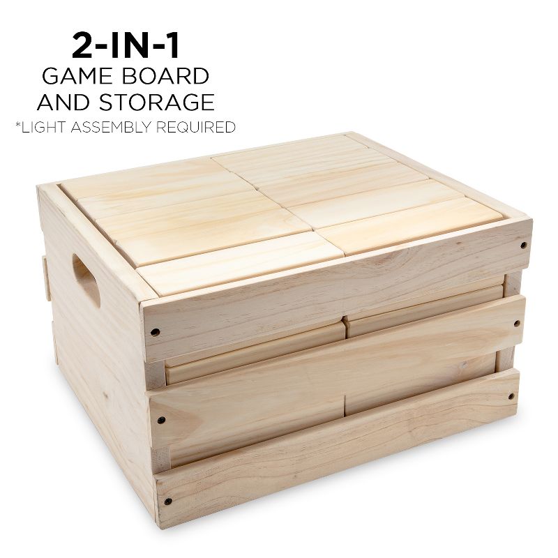 Sunny & Fun Giant Toppling Tower Jumbo Wooden Blocks with Wooden Crate (60-Piece)