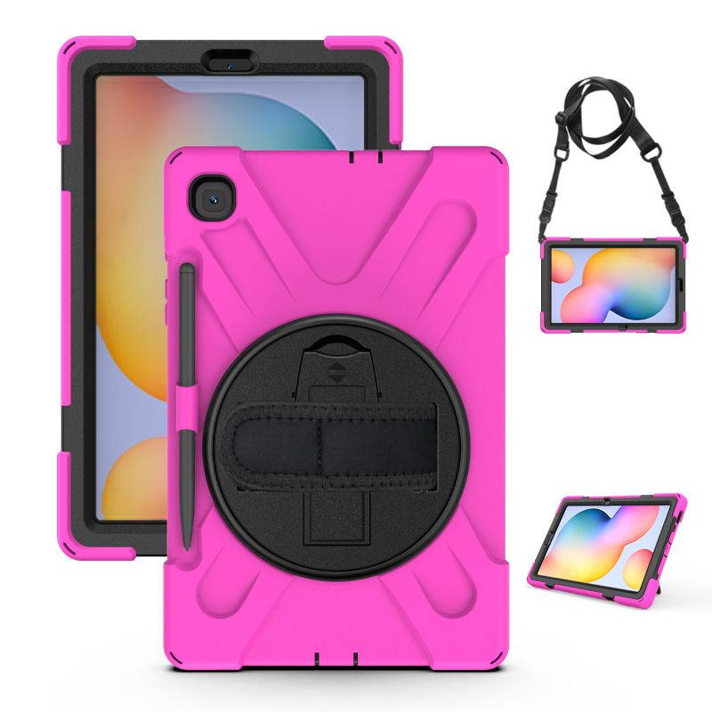 Galaxy Tab S6 LITE 10.4 P610 Case Cover, Heavy Duty Shield, Kickstand, Handstrap, Carrying Shoulderstrap Sling For Samsung Galaxy Tab S6 Lite 10.4 P610 [Hot Pink]