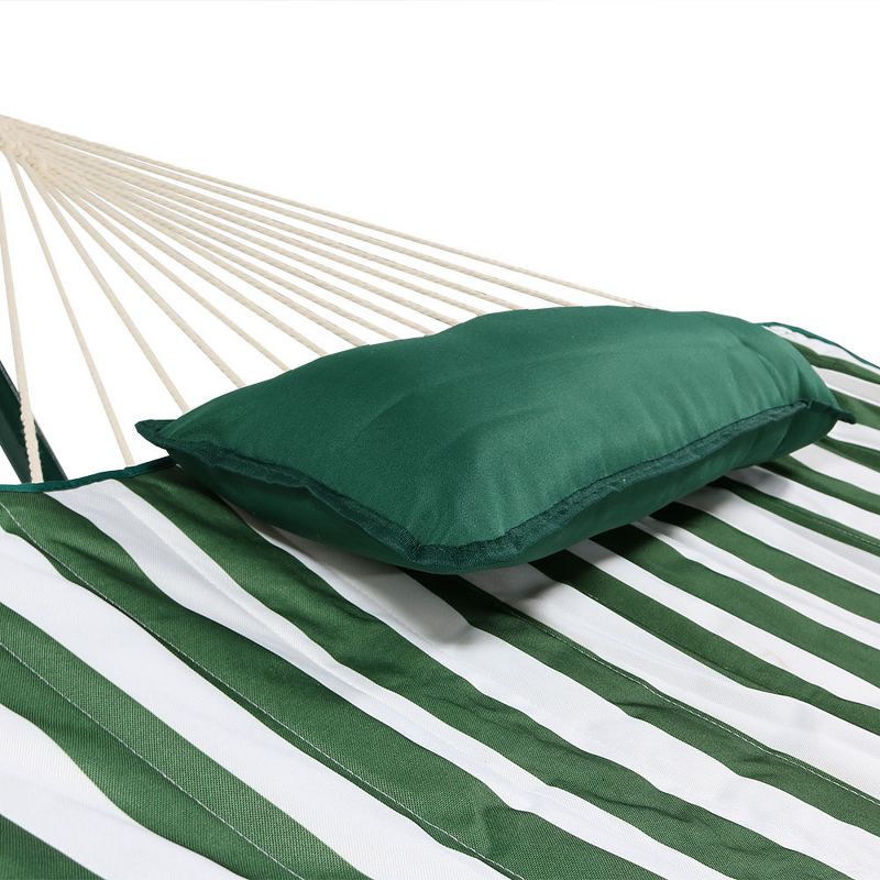 Sorbus Brazilian Double Hammock with Stand - Green, Blue Stripes