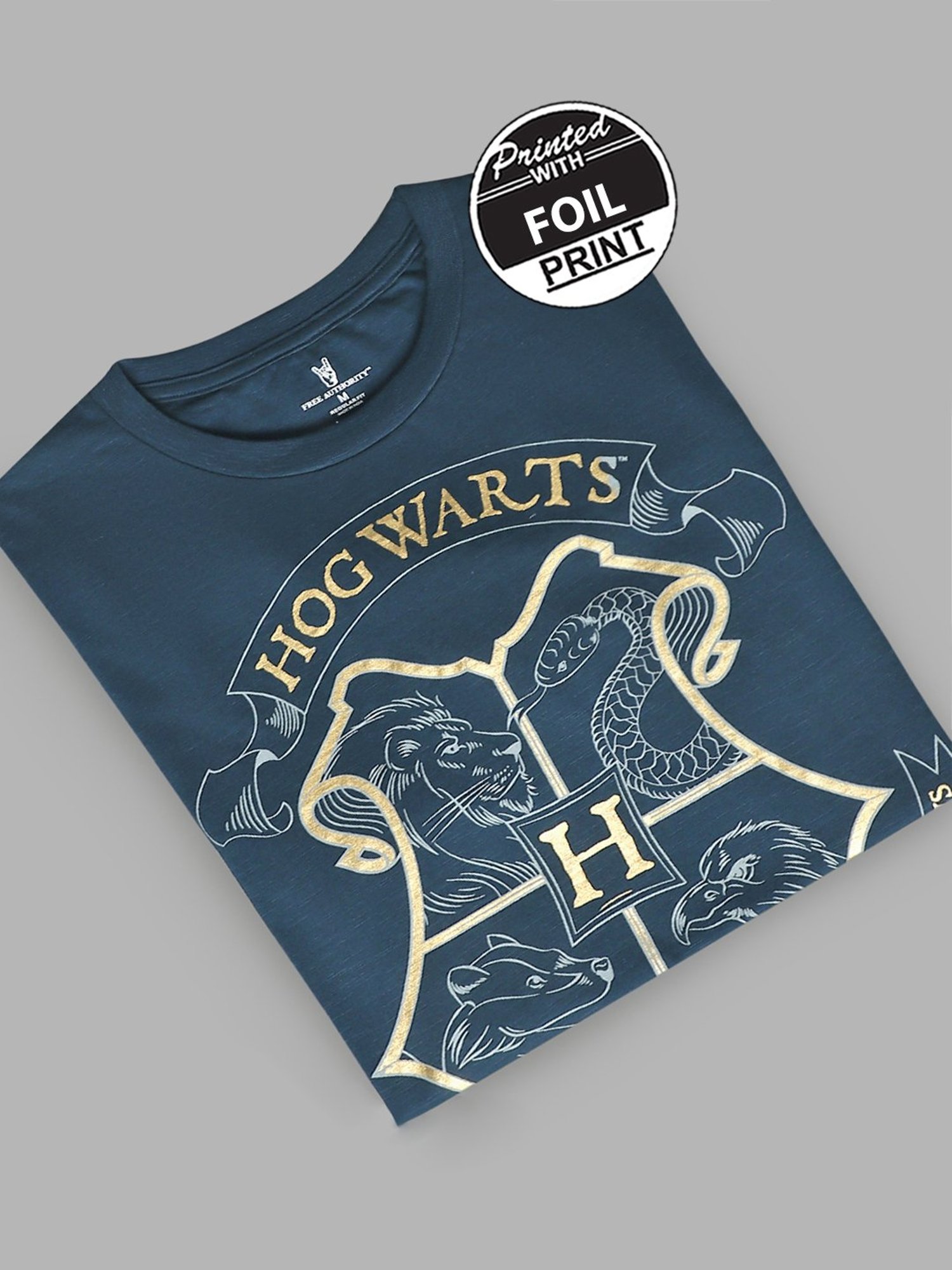 Free Authority Dark Blue & Yellow Regular Fit Printed T-Shirt - Pack of 2