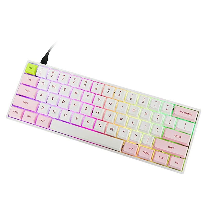 SKYLOONG SK61 61 Keys Hot Swappable Mechanical Keyboard with RGB Backlit NKRO IP6X Waterproof TypeC Cable for WinMacGaming Gateron Optical Blue Pink