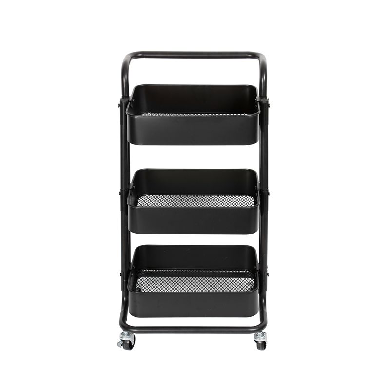 3 Tier Mobile Storage Caddy in Matte Black - Pemberly Row
