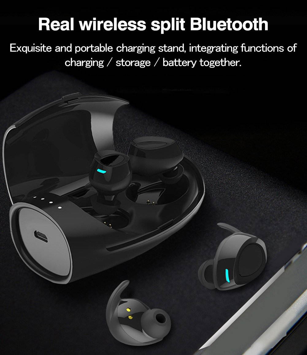 Zgeer Bluetooth 4.2 Wireless TWS In Ear Stereo Bass Earphone Sports Headset,Microphone Charging Box