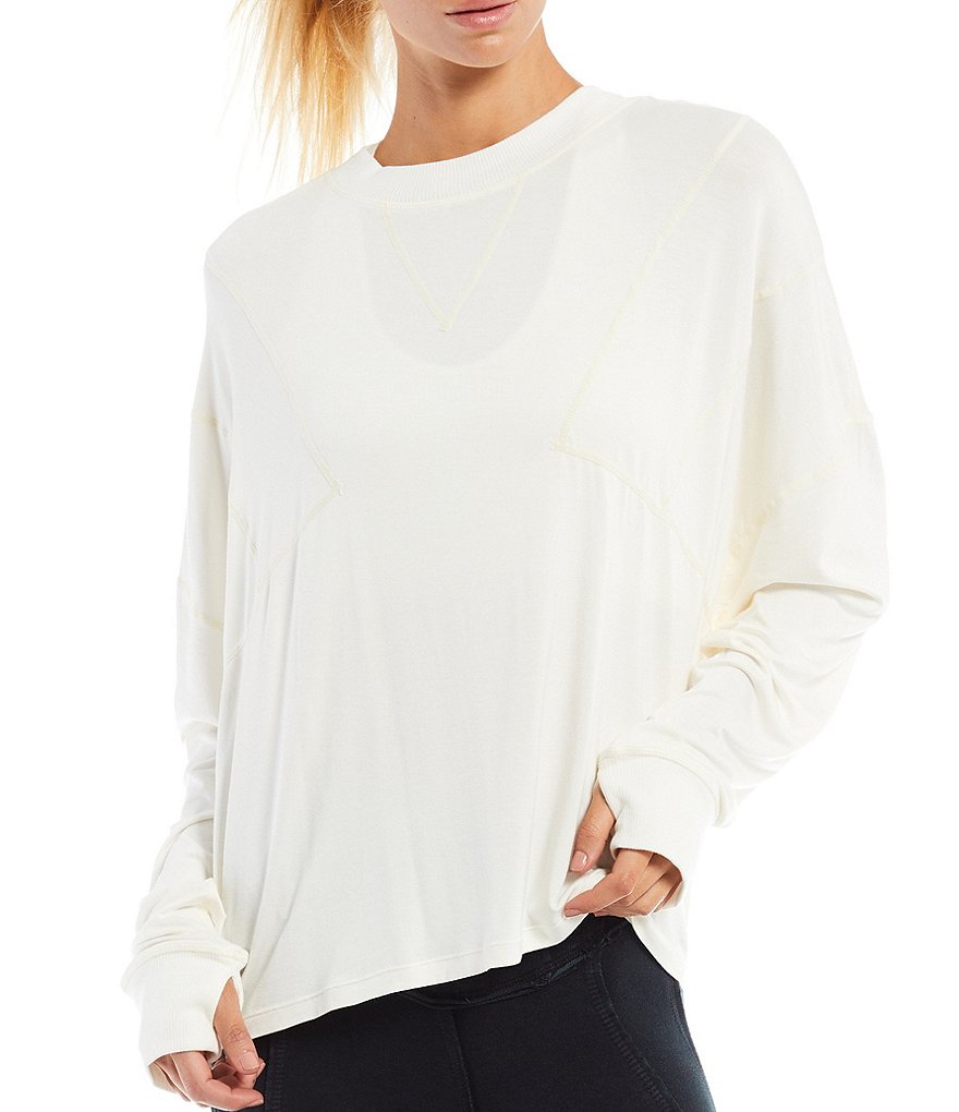 Free People FP Movement Runner Up Crew Neck Long Sleeve Layer Top