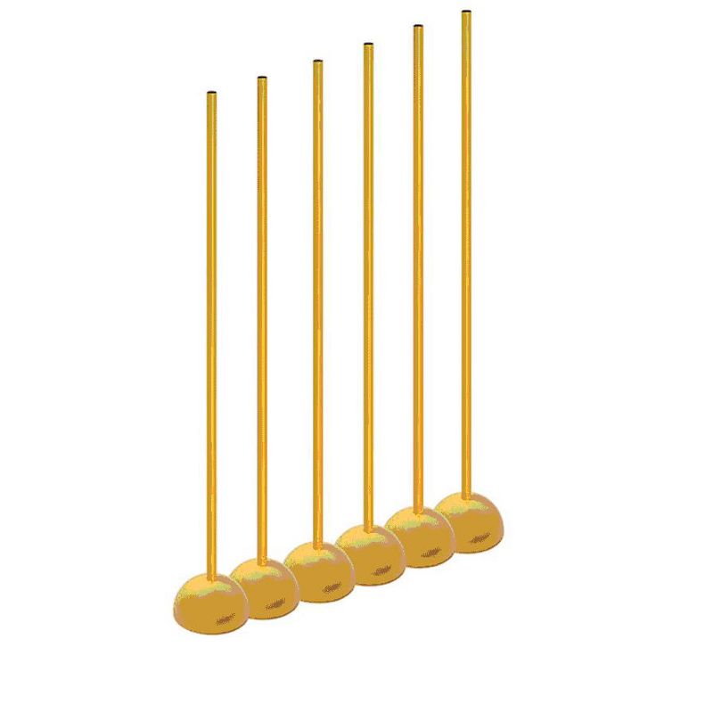 Champion Sports CK60 Set of 6 Plastic 60 Inch Agility Obstacle Coaching Sticks with Durable Sand Base Set for Kid and Adults, Yellow