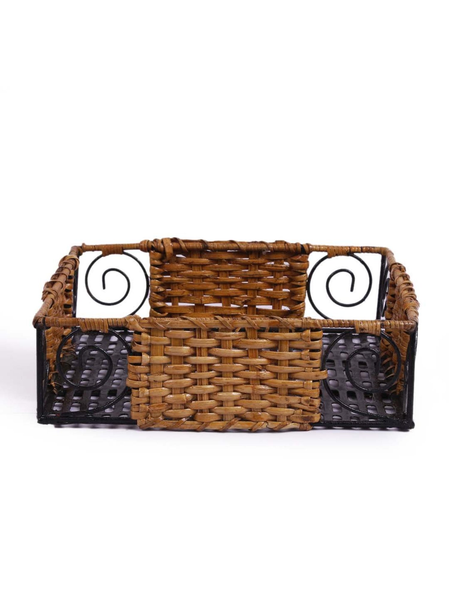 VarEesha Brown & Black Bamboo Multi-Purpose Basket - Set of 1