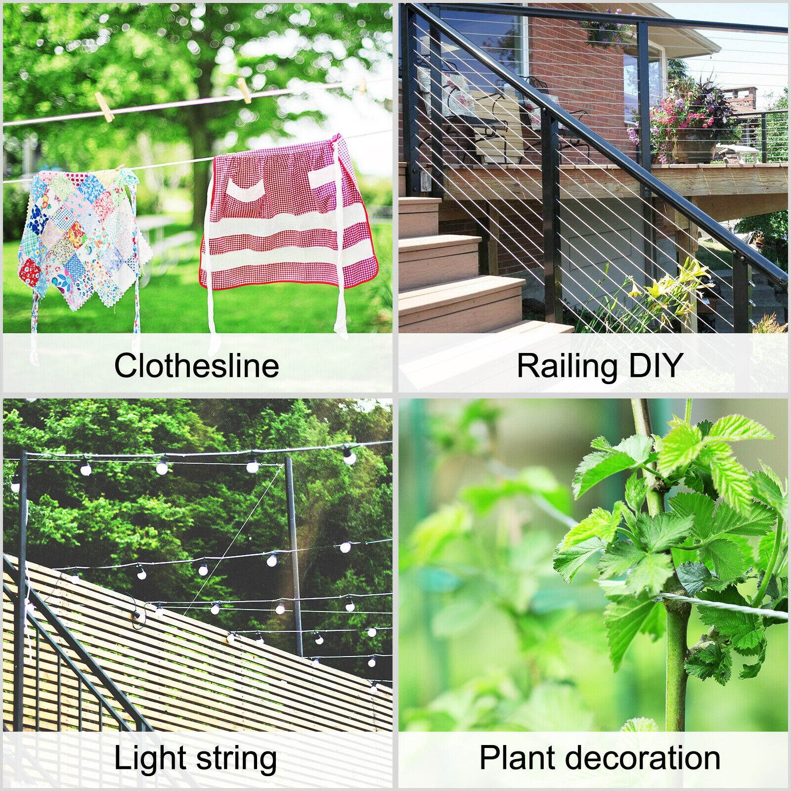 VEVOR 316 Stainless Steel Wire Rope Steel Wire Cable 1/8in x 1000ft 1760lbs 1x19