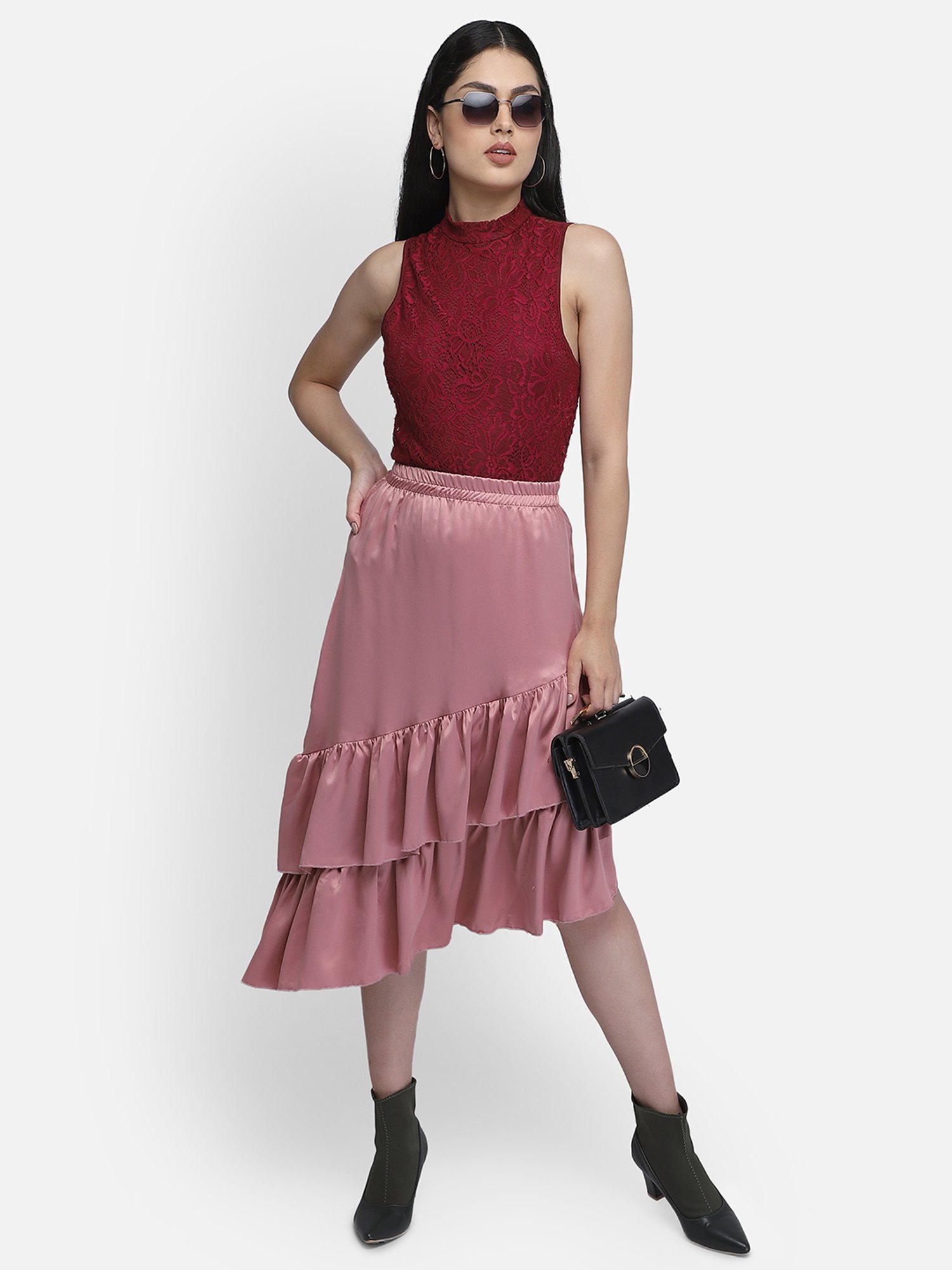 Smarty Pants Peach Below Knee Skirt