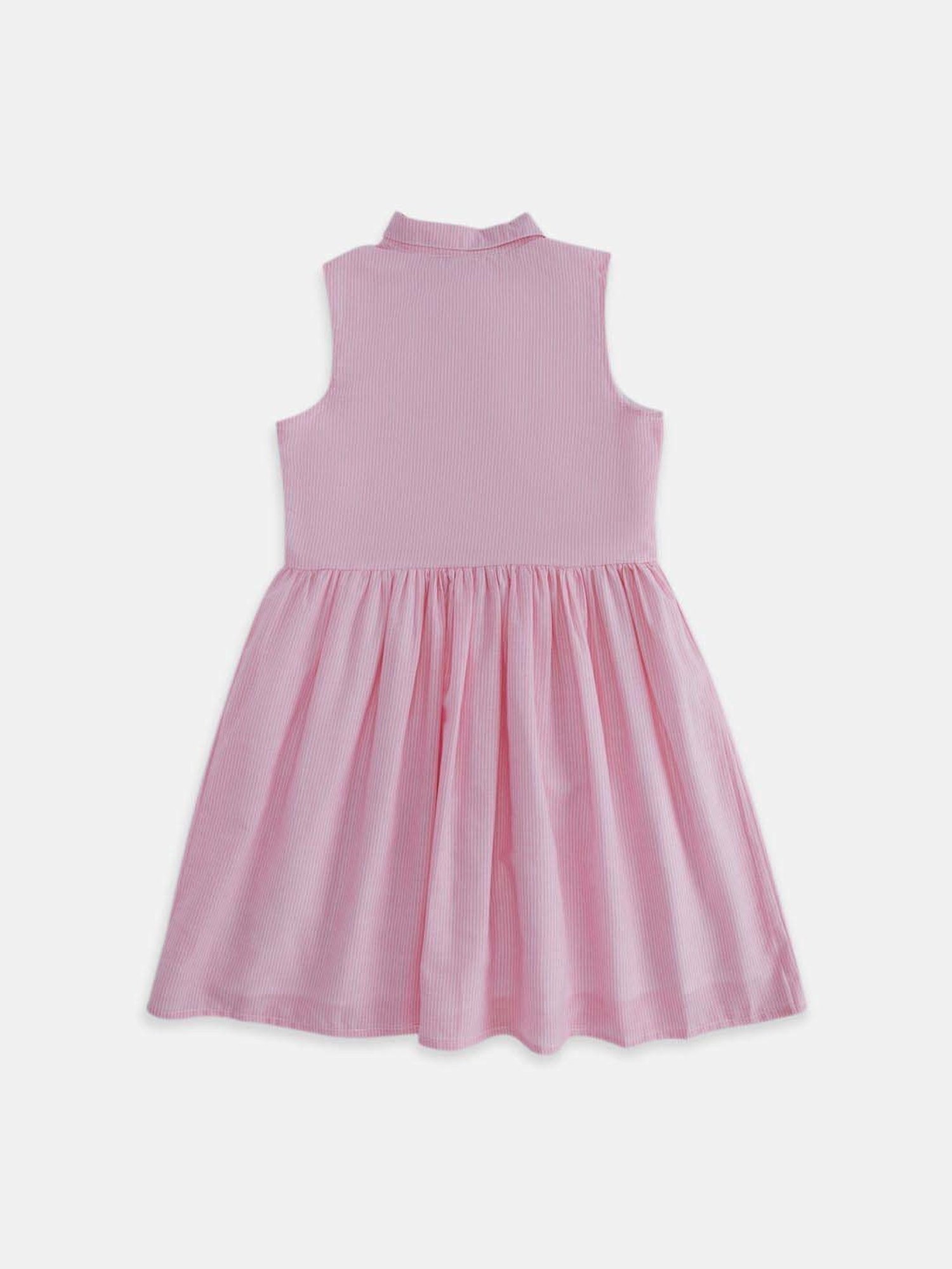 Pantaloons Junior Pink Cotton Self Pattern Dress