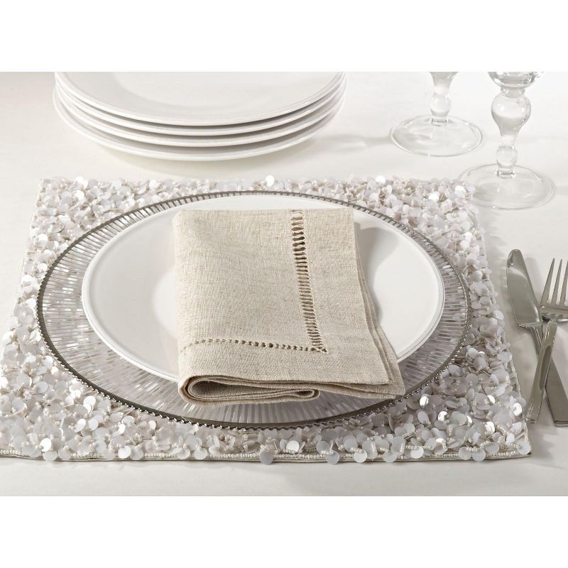 Saro Lifestyle Toscana Poly Linen Blend Table Napkins With Hemstitch Border (Set of 12)