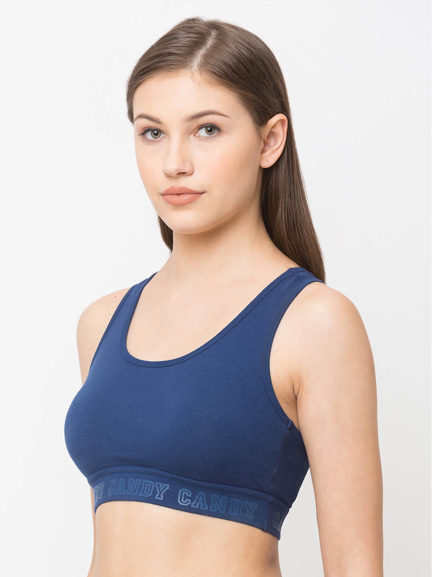 Candyskin Navy Non Wired Padded Full Coverage Sports Bra