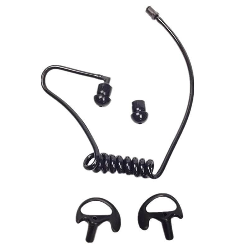 Replacement Acoustic Tube with Earbud Compatible for Motorola Kenwood Midland Two Way Radio  Replacement Coil Tube Black +2 Way Radio Open Ear Insert Earmold Ear Bud Ear Piece Medium Black