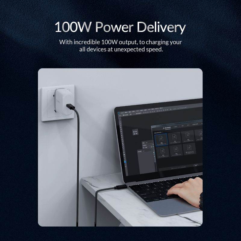 ORICO Thunderbolt3 Cable 40Gbps USB-C Cable Support PD 100W Fast Charging and Full 8K@60Hz Video Resolution for MacBook Pro 1.64ft(0.5m)