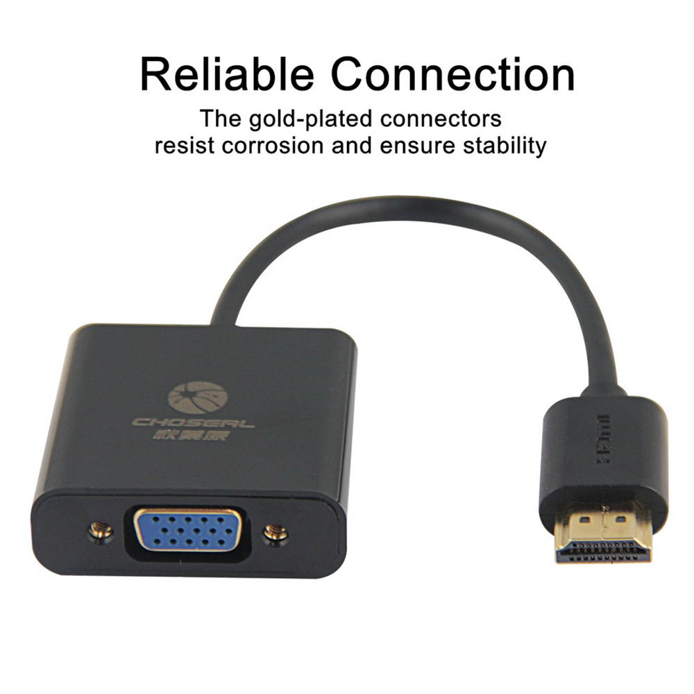 Choseal Computer Adapter HDMI to VGA Gold-Plated HDMI to VGA Adapter for Computer, Desktop, Laptop, PS4, PC, Monitor, Projector, HDTV QS6934