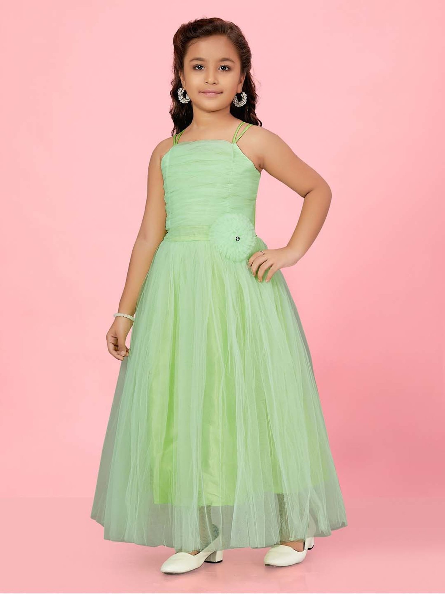 Aarika Kids Green Applique Gown