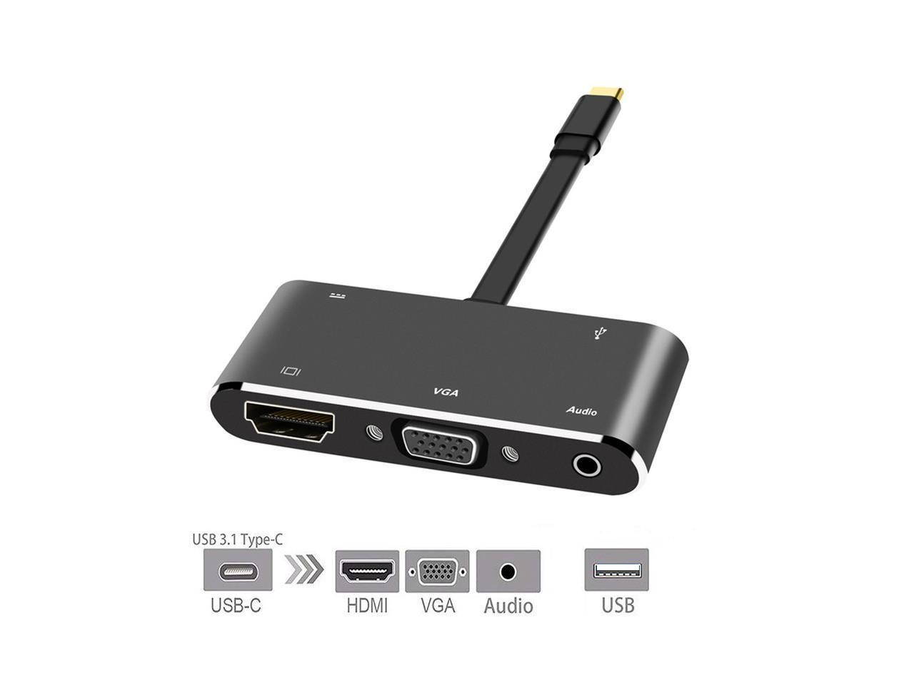 USB-C Adapter For HDMI, VGA, 4k 1080P with audio Aux 3.5mm Monitor TV Projector