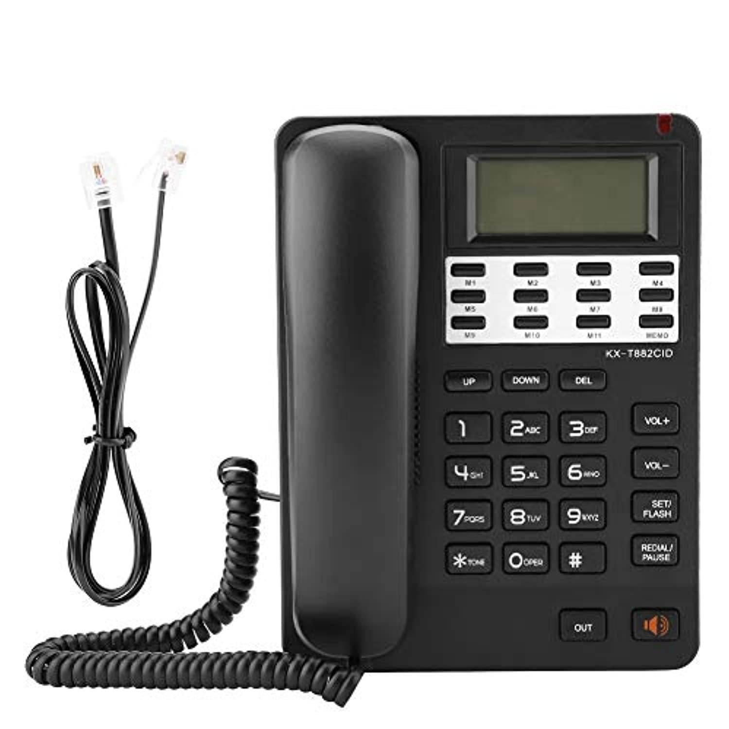 2-Line Landline Telephone Corded Phone with Caller ID LCD Display Speakerphone Handfree Do Not Disturb Alarm Function DTMF/FSK for Home Office Hotel, Black (Zeronewcv6mrqanb)