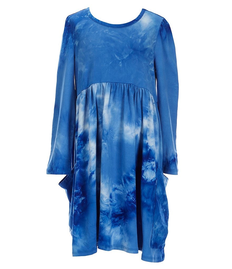 Us Angels Little Girls 2T-6X Long Sleeve Tie-Dye Babydoll Dress