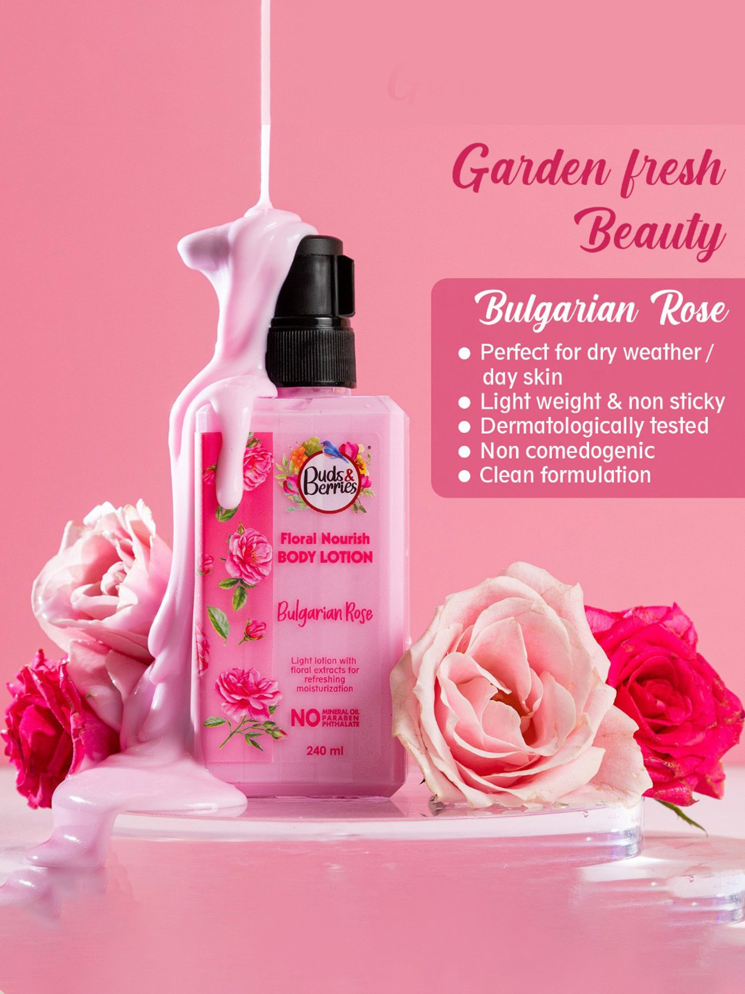 Buds & Berries Bulgarian Rose Floral Nourish Body Lotion - 240 ml