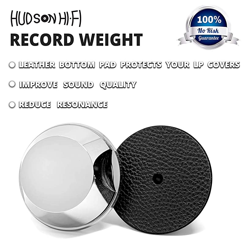 SpaceBen Record Weight Stabilizer with Protective Leather Pad - 8-Ounce Vinyl Turntable Weight - Durable & Stylish LP Stabilizer - Fits Any Turntable - Chrome