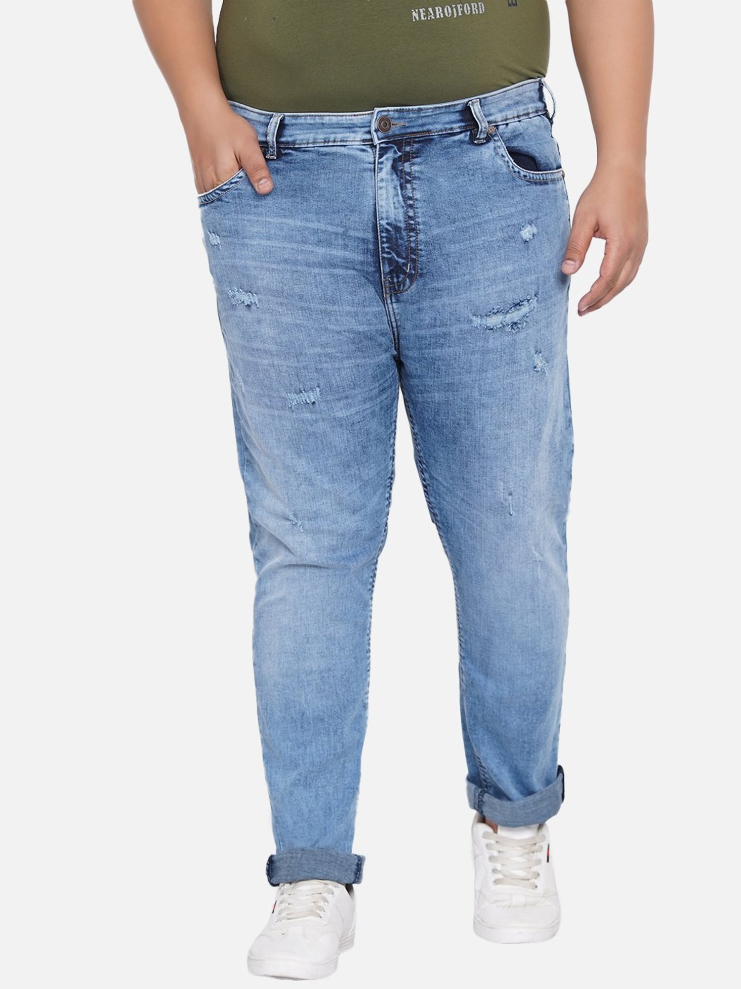 John Pride Blue Plus Size Distressed Jeans