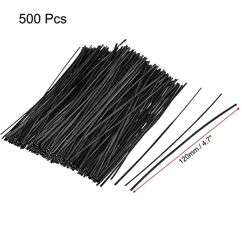 Metallic Twist Ties 120mmx1.8mm Plastic Black Cable Cord Ties 500pcs