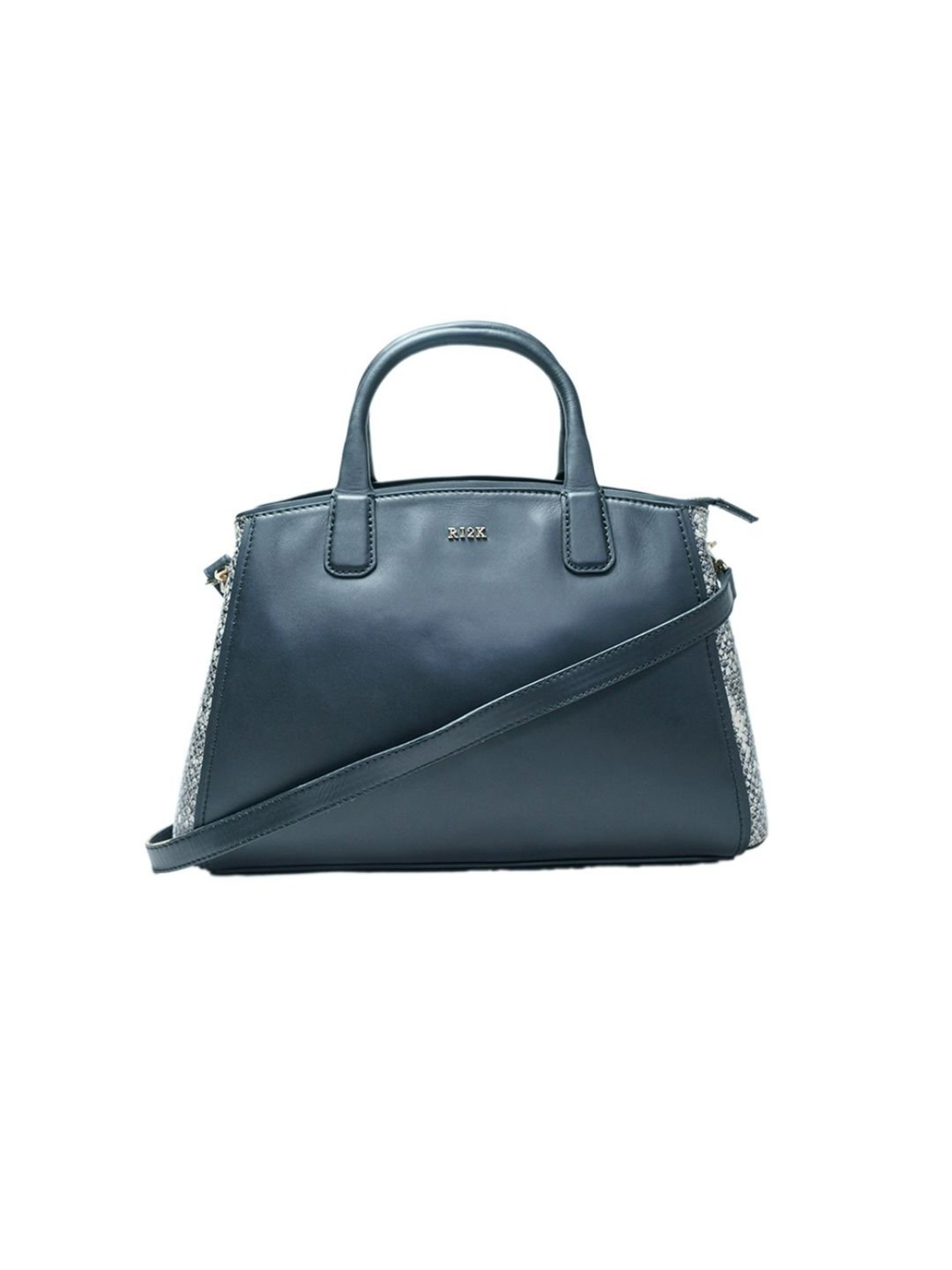 RI2K London Black Vibora Leather Medium Handbag